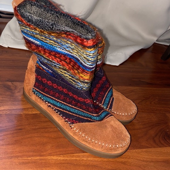 Toms Nepal Boots Cognac Suede Textile - Size 6.5 - Picture 3 of 6